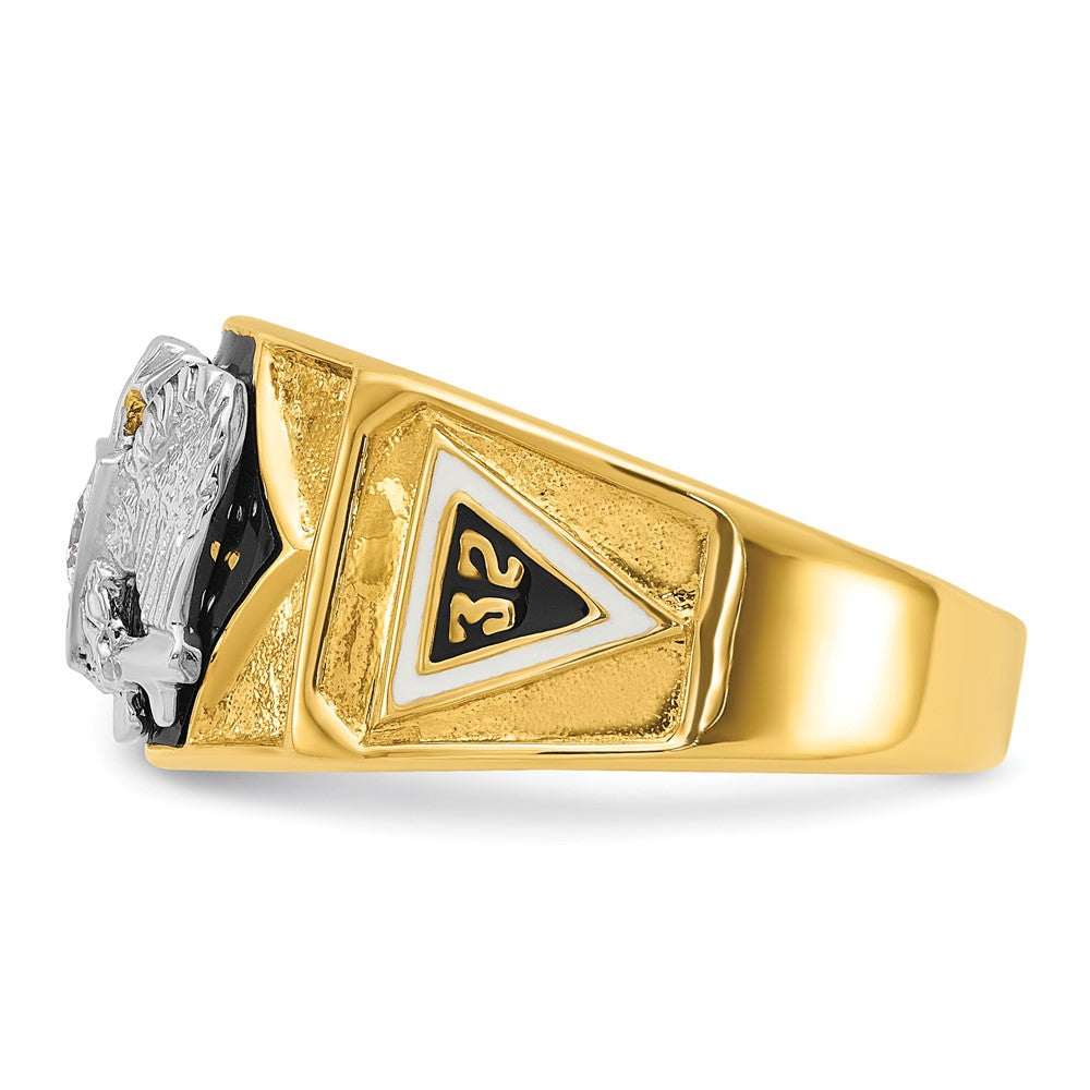 14ktt IBGoodman Men's Enameled & Dia 32nd Scottish Rite Masonic Ring