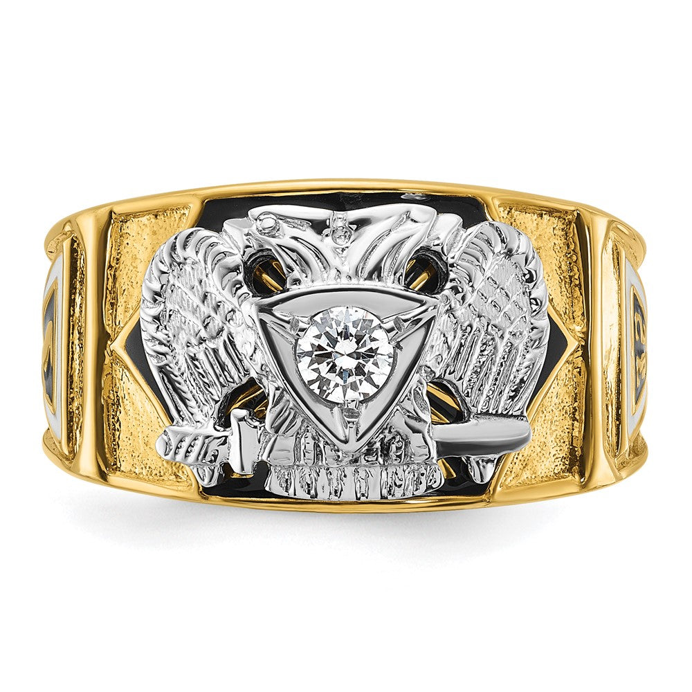 14ktt IBGoodman Men's Enameled & Dia 32nd Scottish Rite Masonic Ring