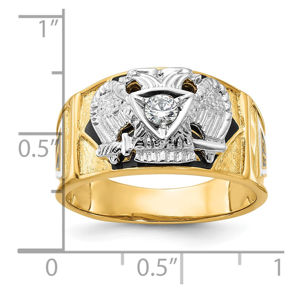 14ktt IBGoodman Men's Enameled & Dia 32nd Scottish Rite Masonic Ring