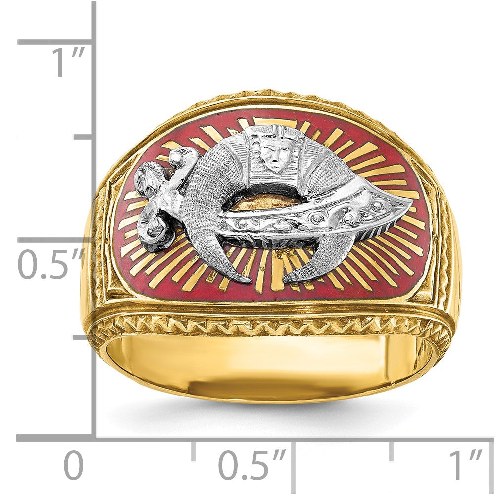 10ktt IBGoodman Men's Textured & Enameled Masonic Shriner's Ring