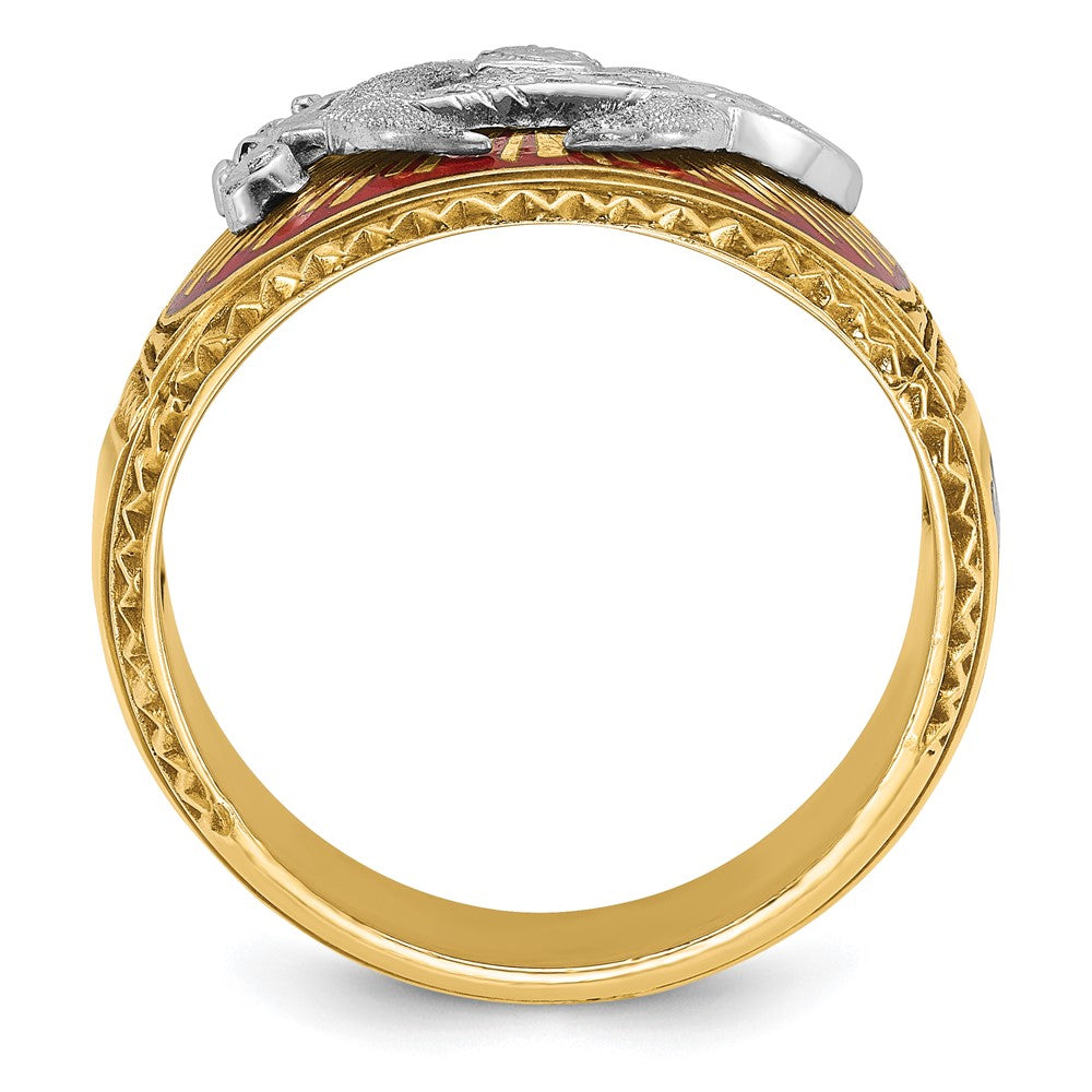 14ktt IBGoodman Men's Textured & Enameled Masonic Shriner's Ring