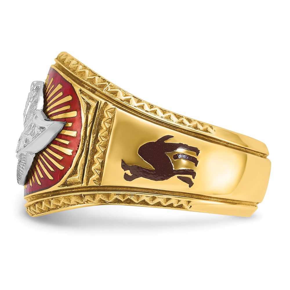 14ktt IBGoodman Men's Textured & Enameled Masonic Shriner's Ring