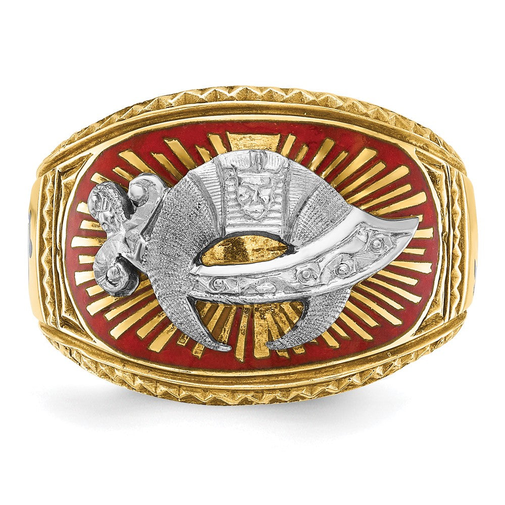 14ktt IBGoodman Men's Textured & Enameled Masonic Shriner's Ring