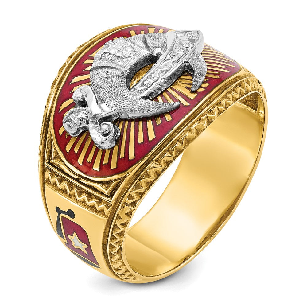 14ktt IBGoodman Men's Textured & Enameled Masonic Shriner's Ring