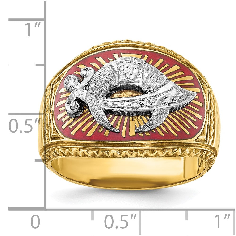 14ktt IBGoodman Men's Textured & Enameled Masonic Shriner's Ring