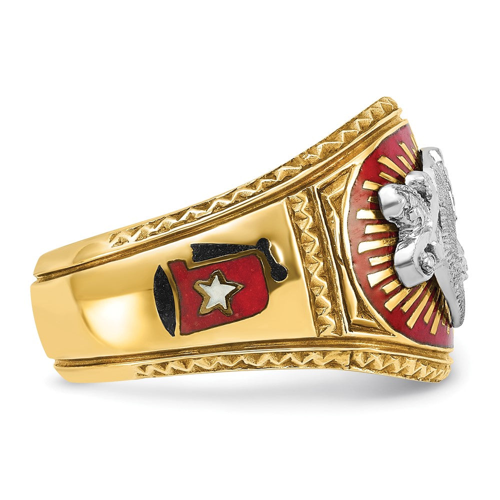 14ktt IBGoodman Men's Textured & Enameled Masonic Shriner's Ring