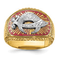 14ktt IBGoodman Men's Textured & Enameled Masonic Shriner's Ring