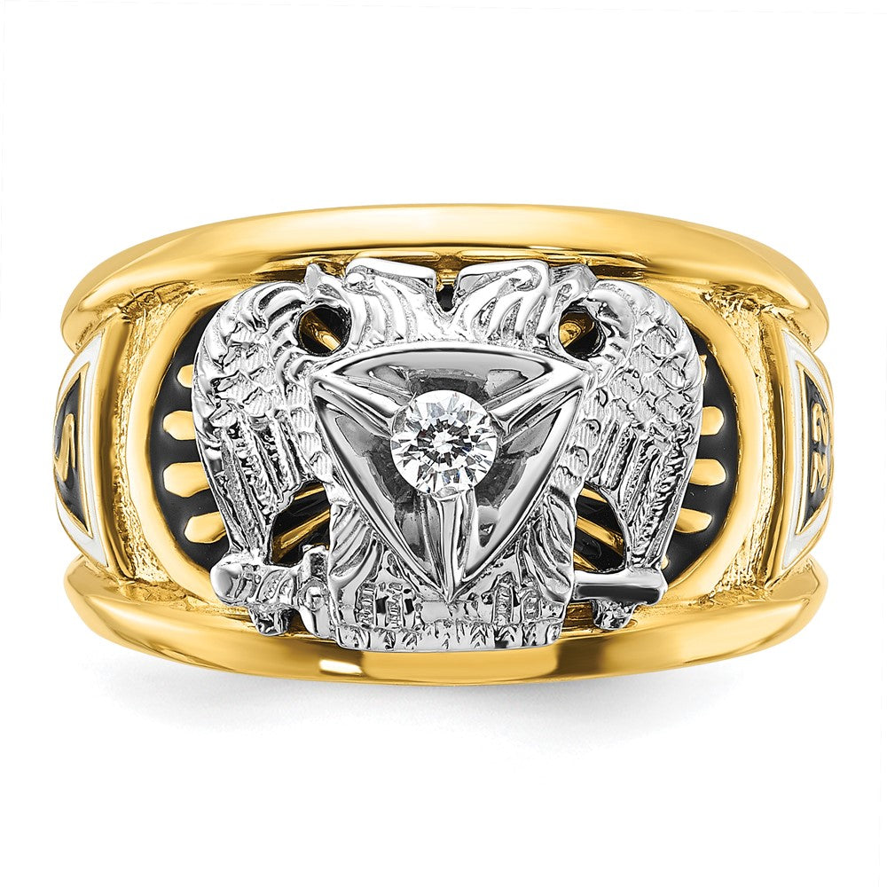 10ktt IBGoodman Men's Enamel & Dia 32nd Scottish Rite Masonic Ring