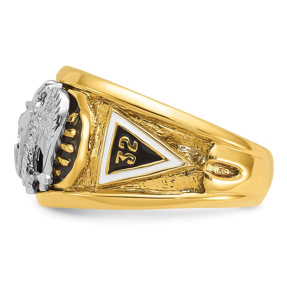 14ktt IBGoodman Men's Enamel & Dia 32nd Scottish Rite Masonic Ring