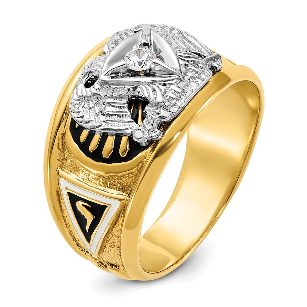 14ktt IBGoodman Men's Enamel & Dia 32nd Scottish Rite Masonic Ring