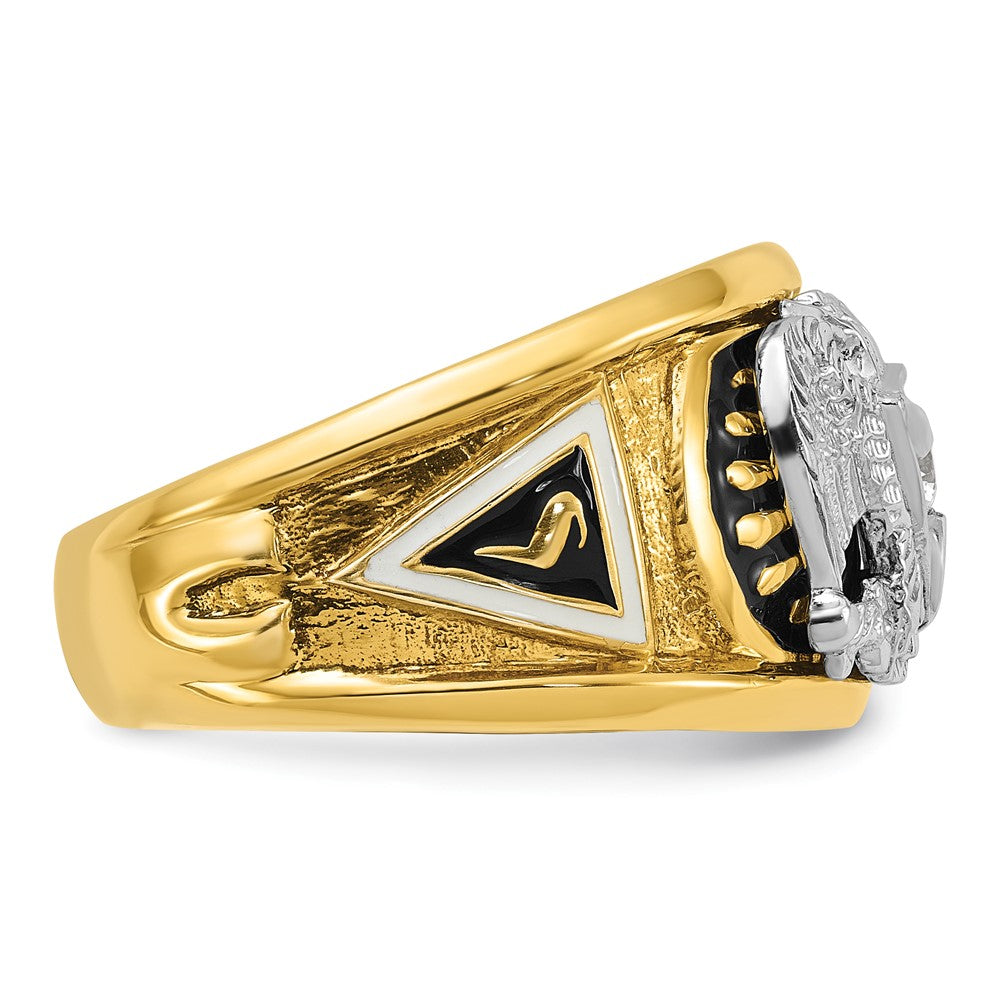 14ktt IBGoodman Men's Enamel & Dia 32nd Scottish Rite Masonic Ring