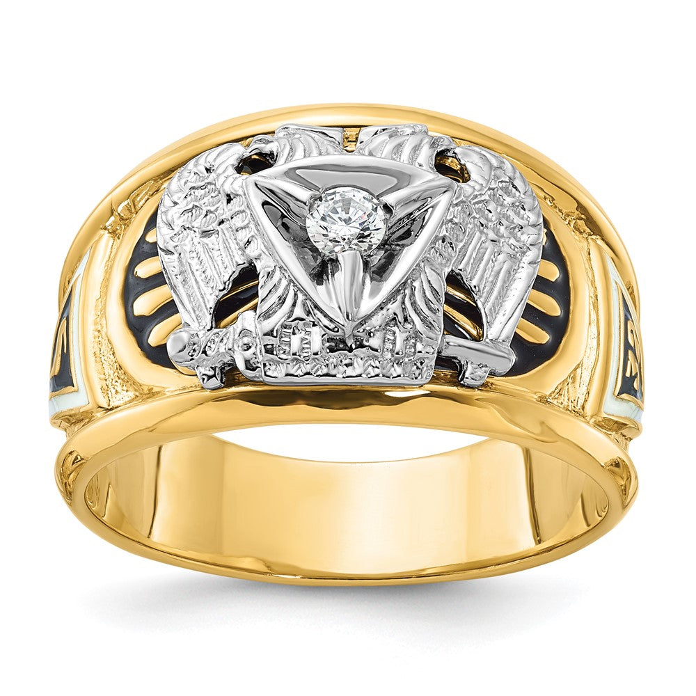 14ktt IBGoodman Men's Textured 32nd Scottish Rite Masonic Ring Mtg