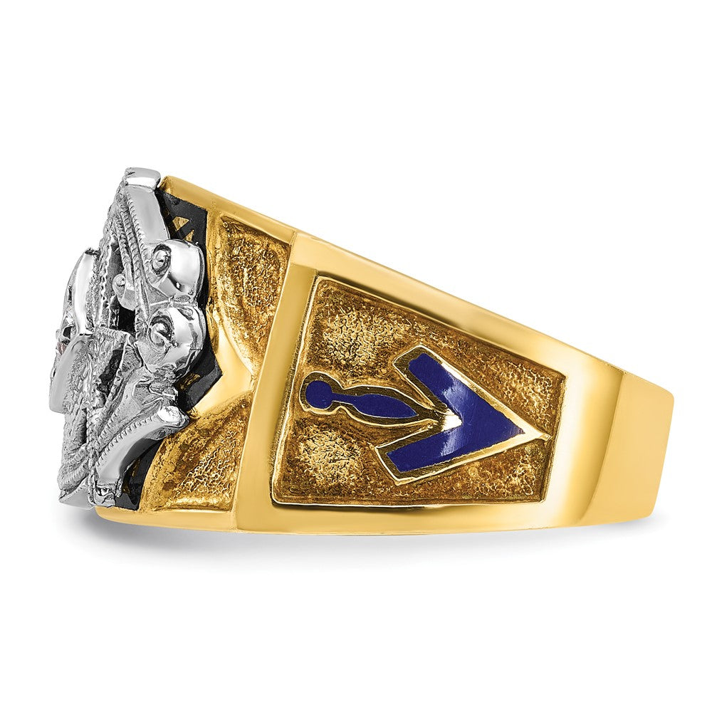 14ktt IBGoodman Men's Enameled & Diamond Blue Lodge Masonic Ring