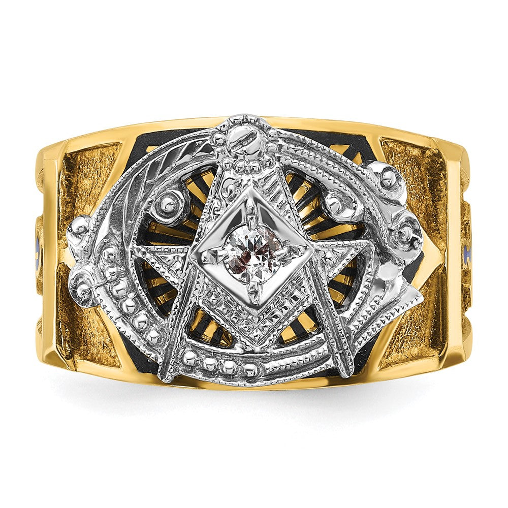 14ktt IBGoodman Men's Enameled & Diamond Blue Lodge Masonic Ring