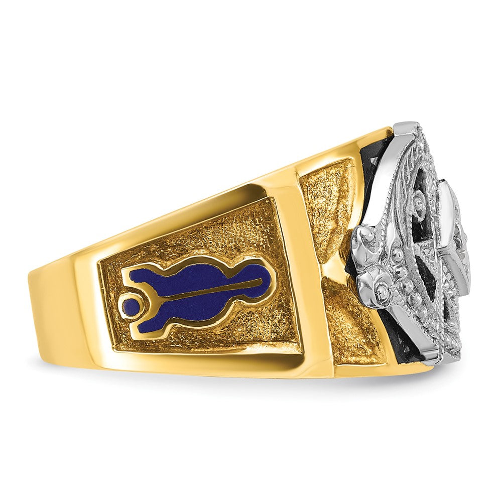 14ktt IBGoodman Men's Textured Blue Lodge Masonic Ring Mounting