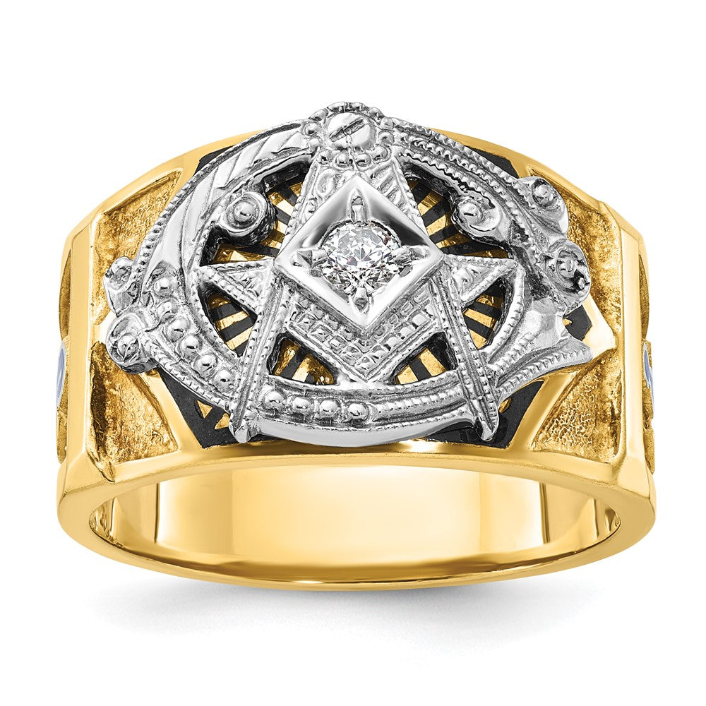 14ktt IBGoodman Men's Textured Blue Lodge Masonic Ring Mounting
