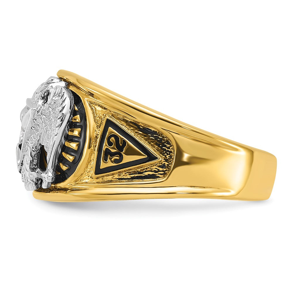 10ktt IBGoodman Men's Enameled & Dia 32nd Scottish Rite Masonic Ring