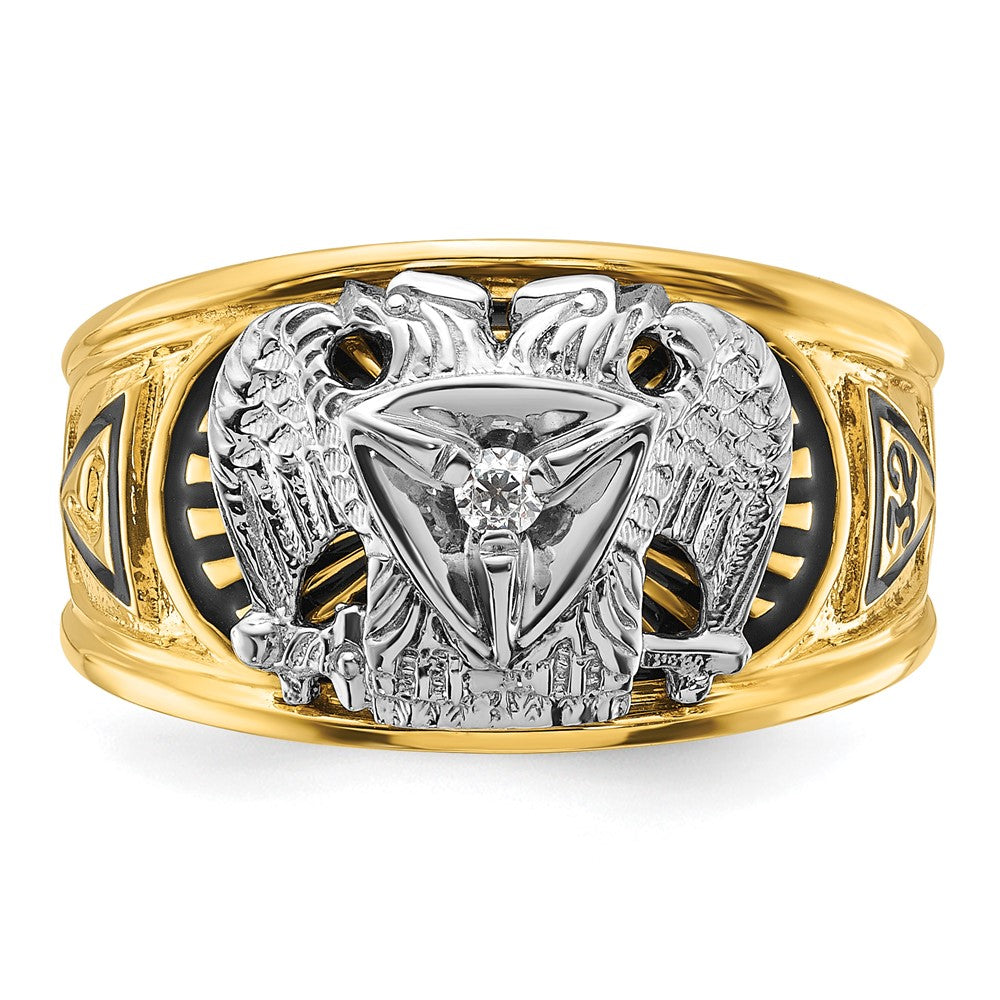 10ktt IBGoodman Men's Enameled & Dia 32nd Scottish Rite Masonic Ring