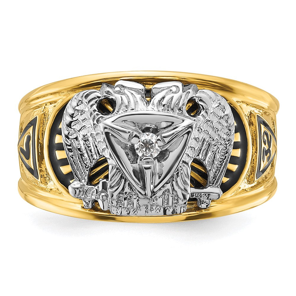 14ktt IBGoodman Men's Enameled 32nd Scottish Rite Masonic Ring Mtg