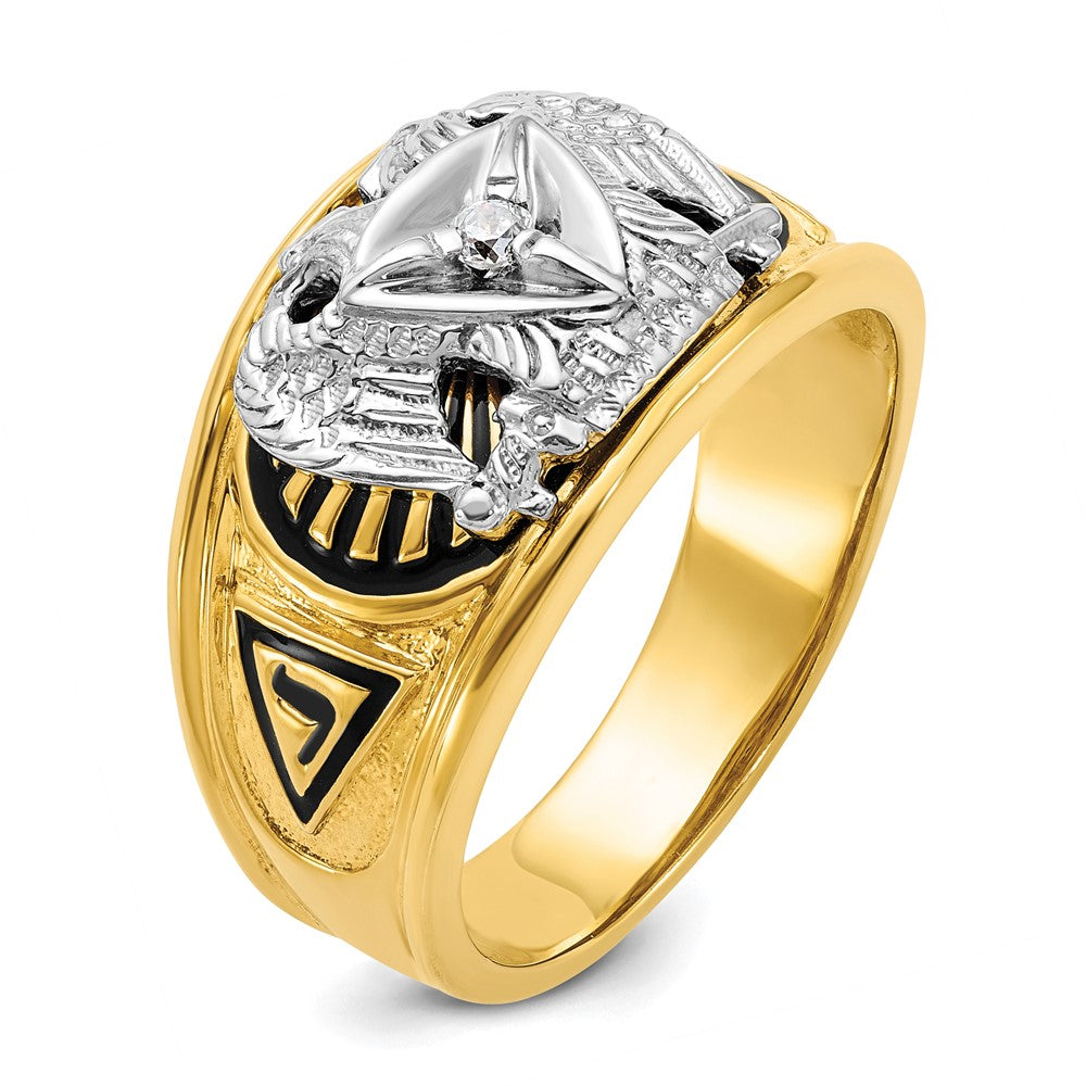 14ktt IBGoodman Men's Enameled & Dia 32nd Scottish Rite Masonic Ring