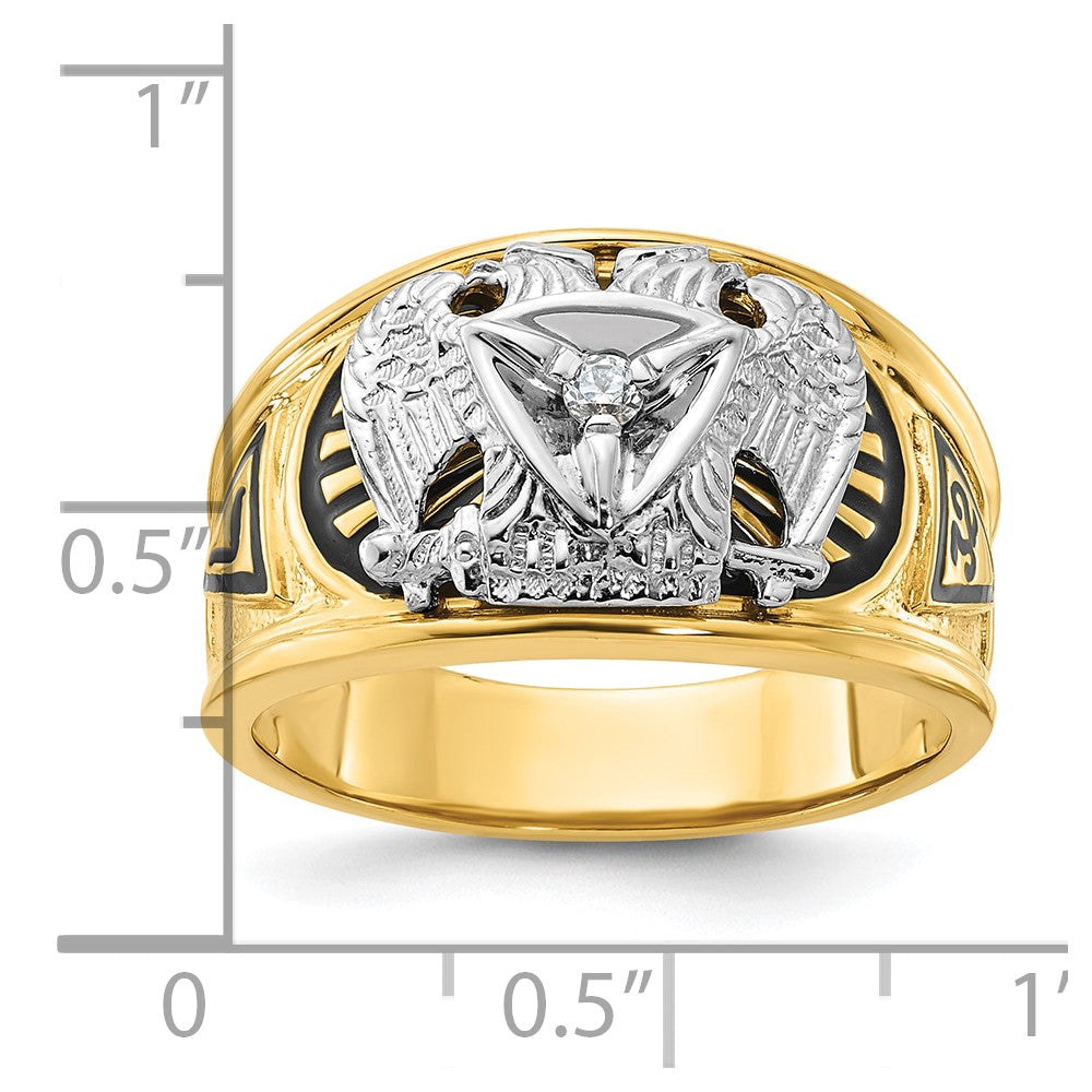 14ktt IBGoodman Men's Enameled & Dia 32nd Scottish Rite Masonic Ring