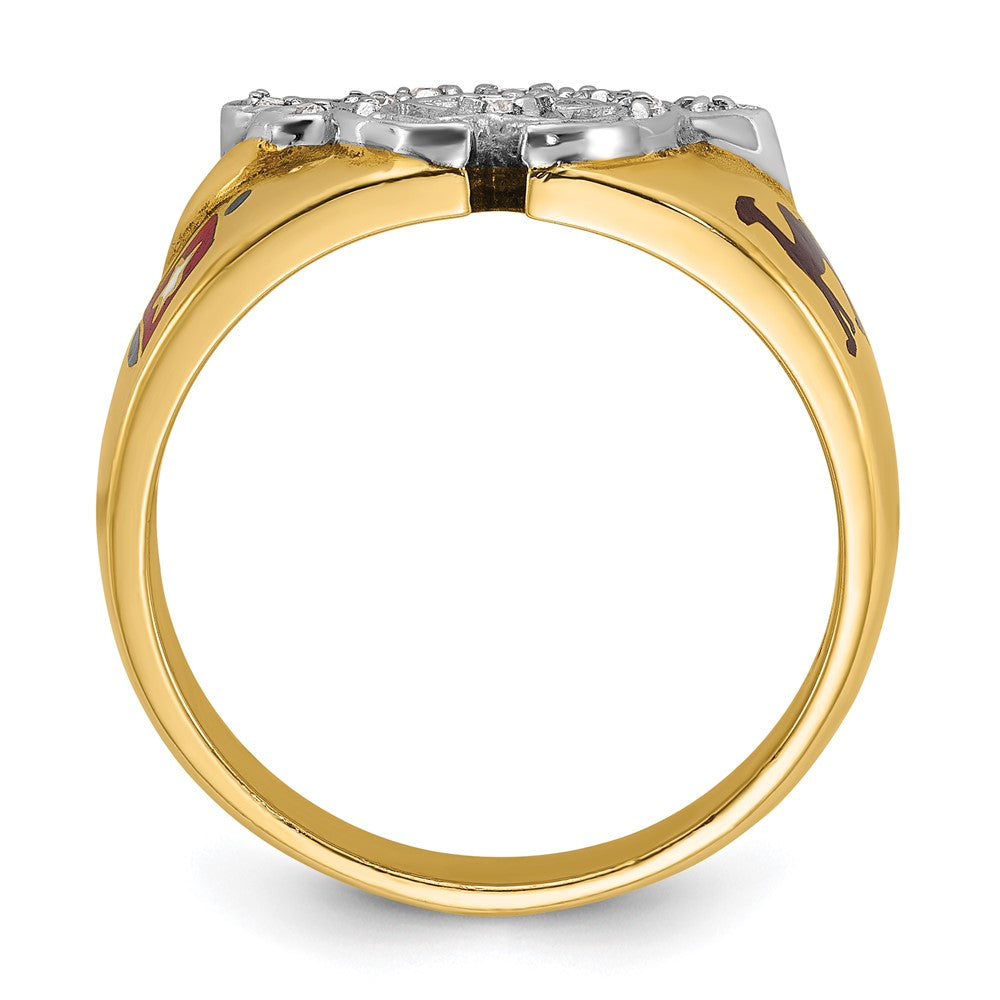 10ktt IBGoodman Men's Enamel and Diamond Masonic Shriner's Ring