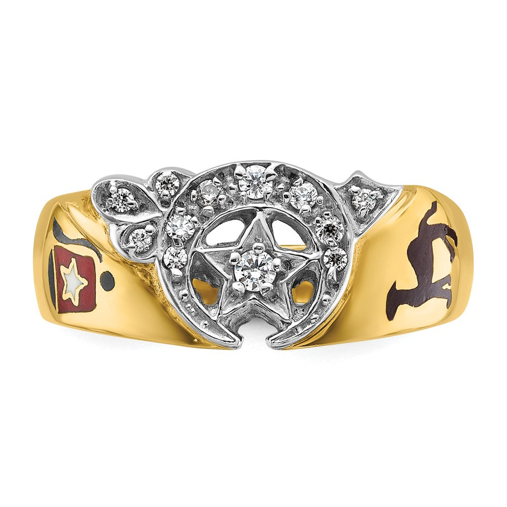 10ktt IBGoodman Men's Enamel and Diamond Masonic Shriner's Ring