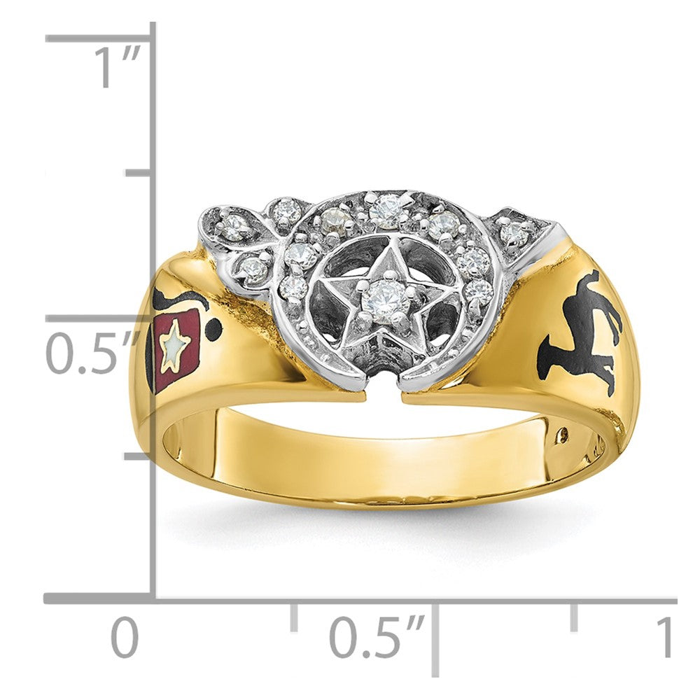 10ktt IBGoodman Men's Enamel and Diamond Masonic Shriner's Ring