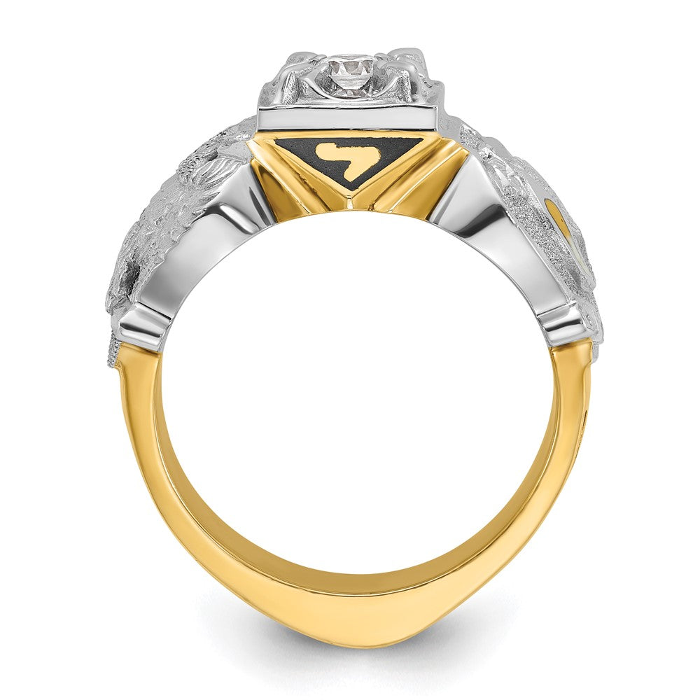14ktt IBGoodman Men's Enamel & Diamond Eagle Masonic Shriner's Ring