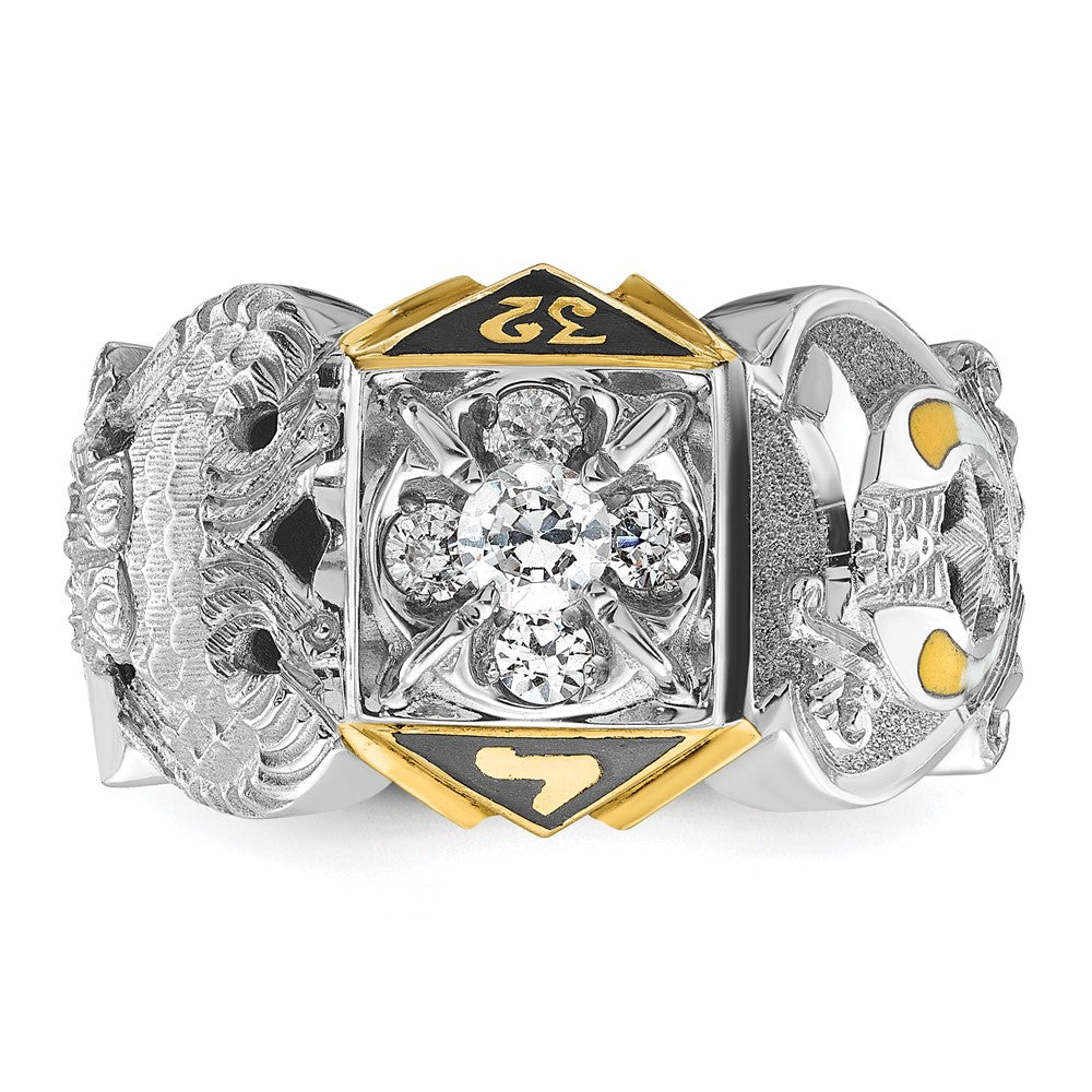 14ktt IBGoodman Men's Enamel & Diamond Eagle Masonic Shriner's Ring