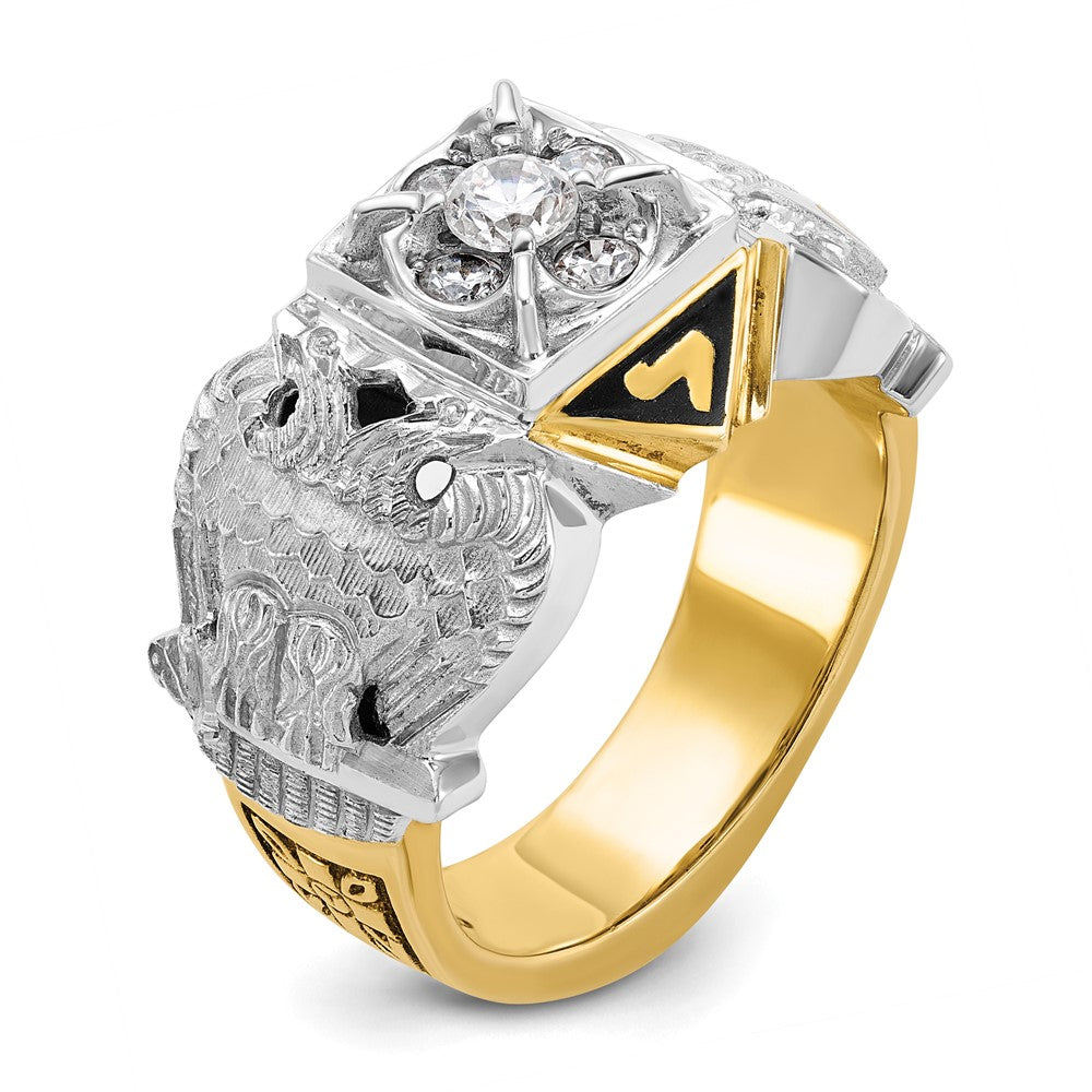 14ktt IBGoodman Men's Enamel & Diamond Eagle Masonic Shriner's Ring