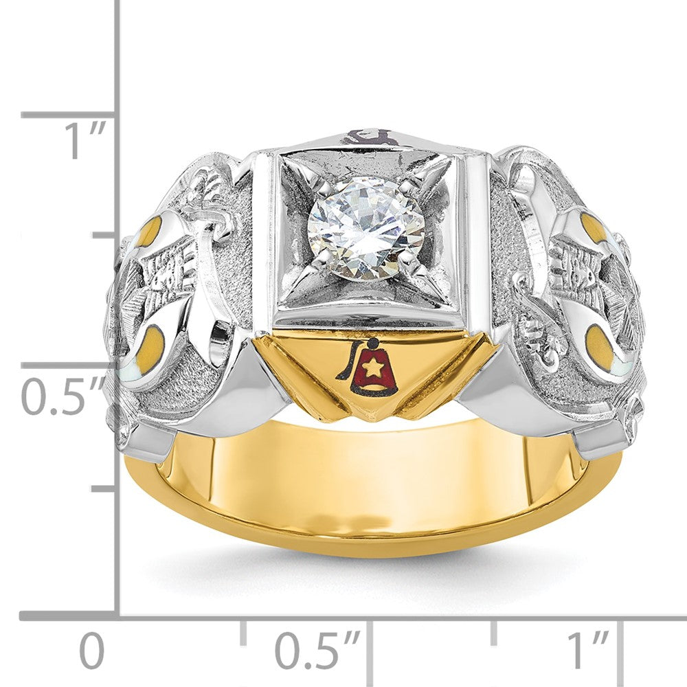 14ktt IBGoodman Men's Enameled & Diamond Masonic Shriner's Ring