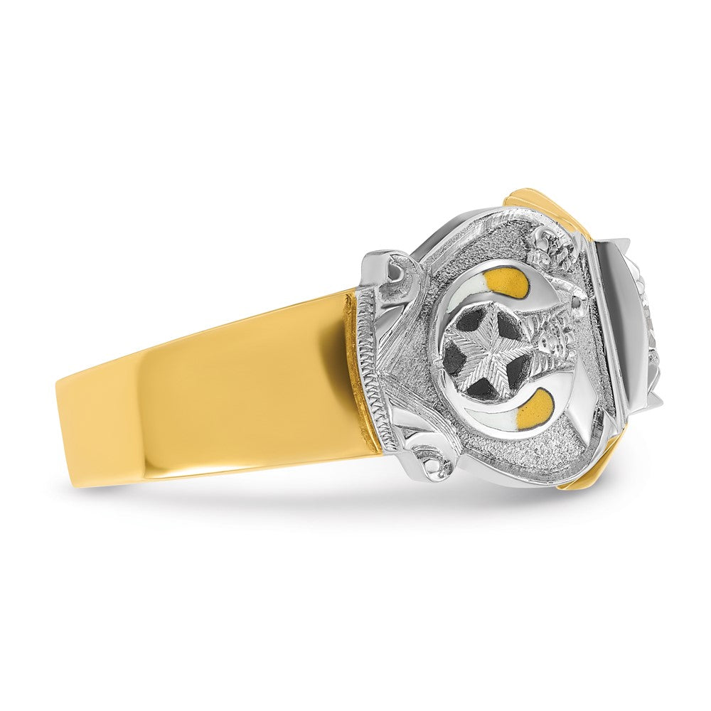 14ktt IBGoodman Men's Enameled & Diamond Masonic Shriner's Ring