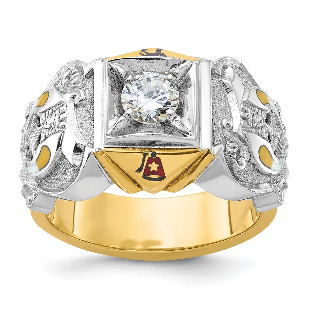 14ktt IBGoodman Men's Enameled & Diamond Masonic Shriner's Ring