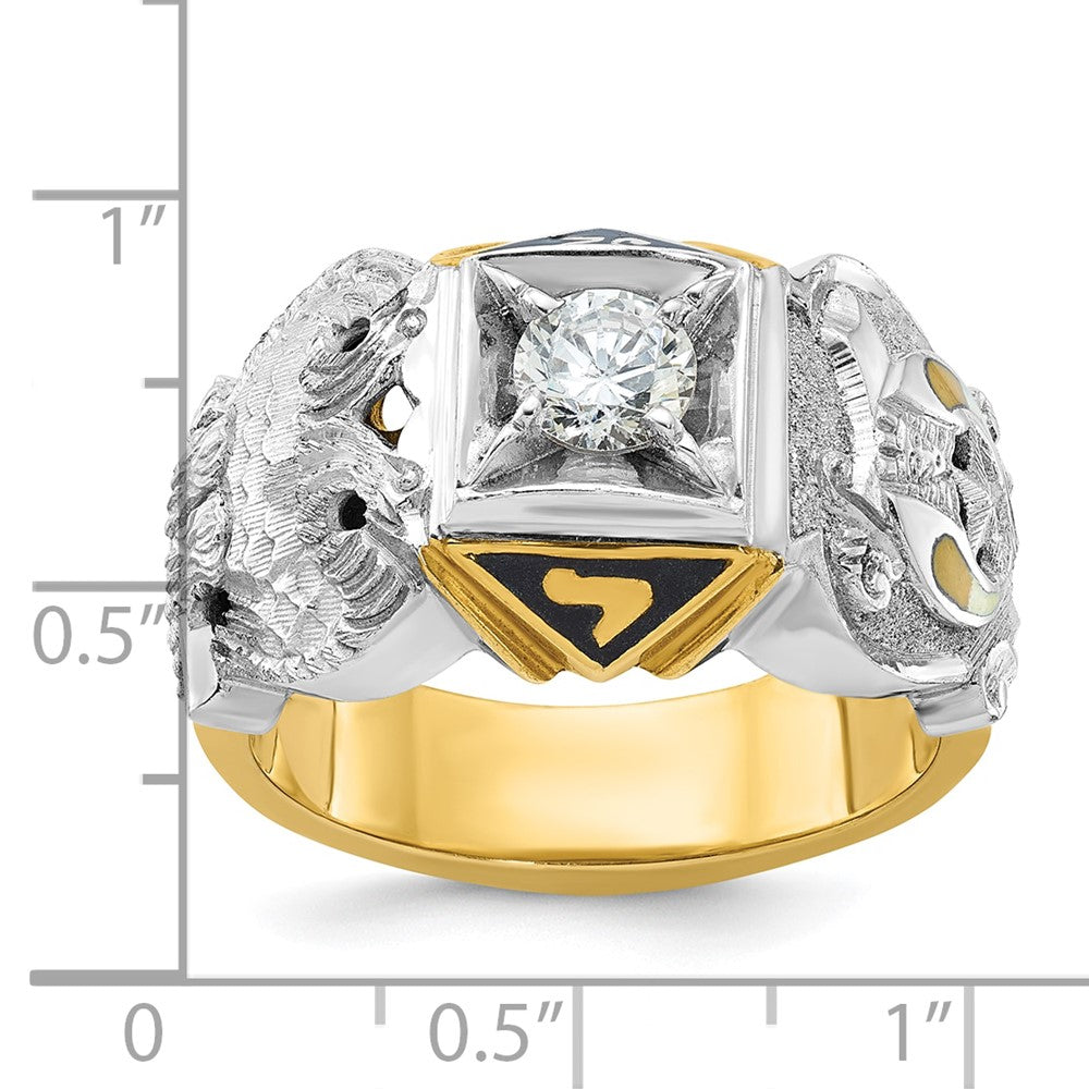 14ktt IBGoodman Men's Enamel & Diamond Eagle Masonic Shriner's Ring