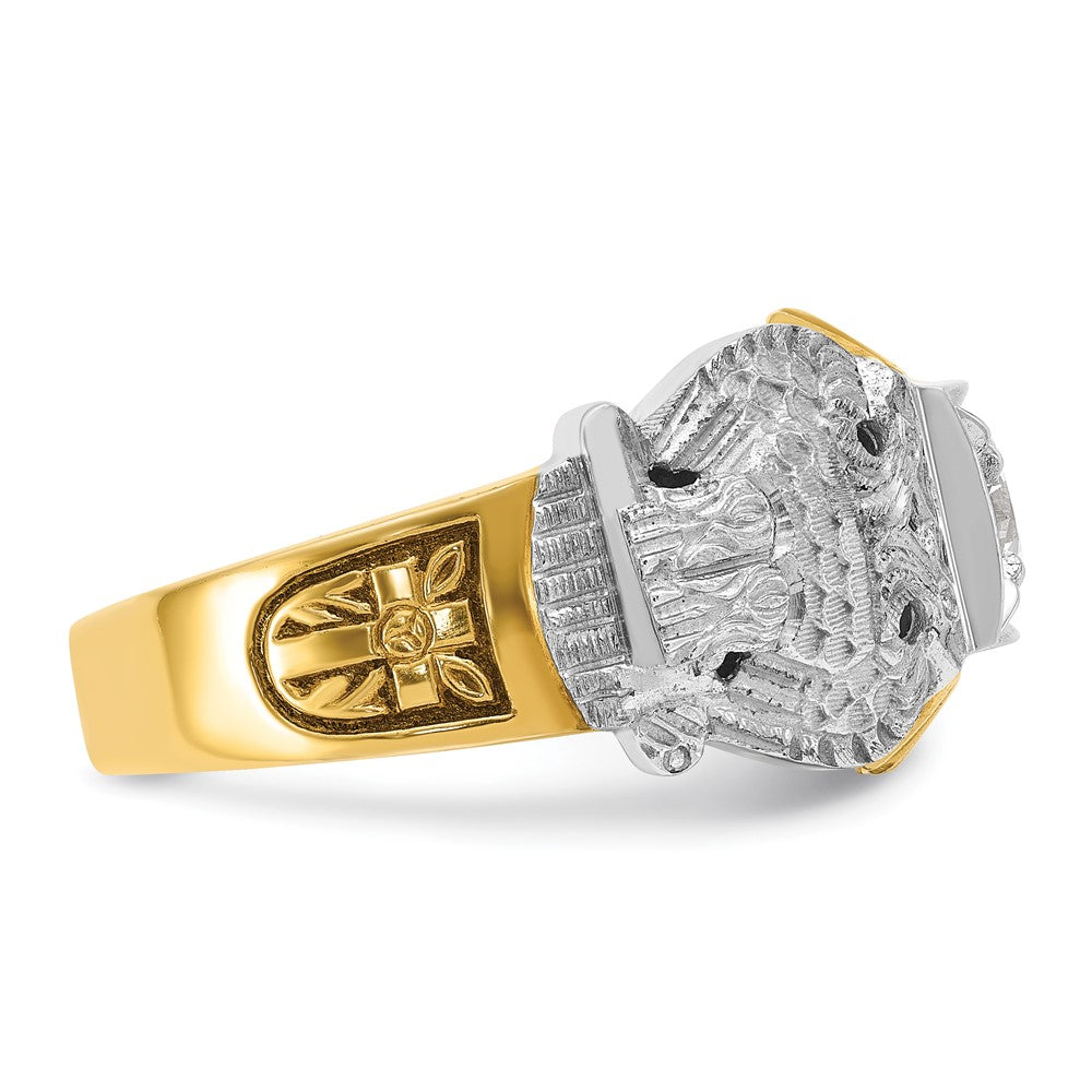 14ktt IBGoodman Men's Enamel & Diamond Eagle Masonic Shriner's Ring