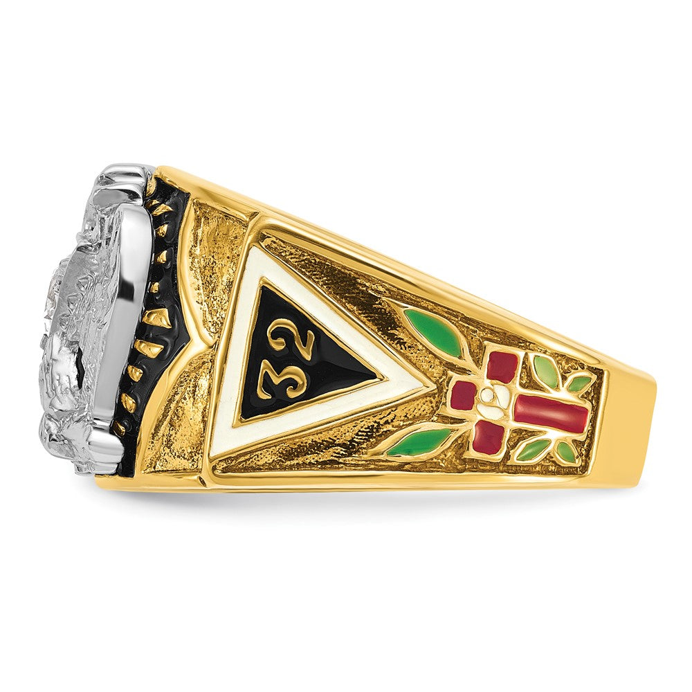14ktt IBGoodman Men's Enamel & Dia 32nd Scottish Rite Masonic Ring