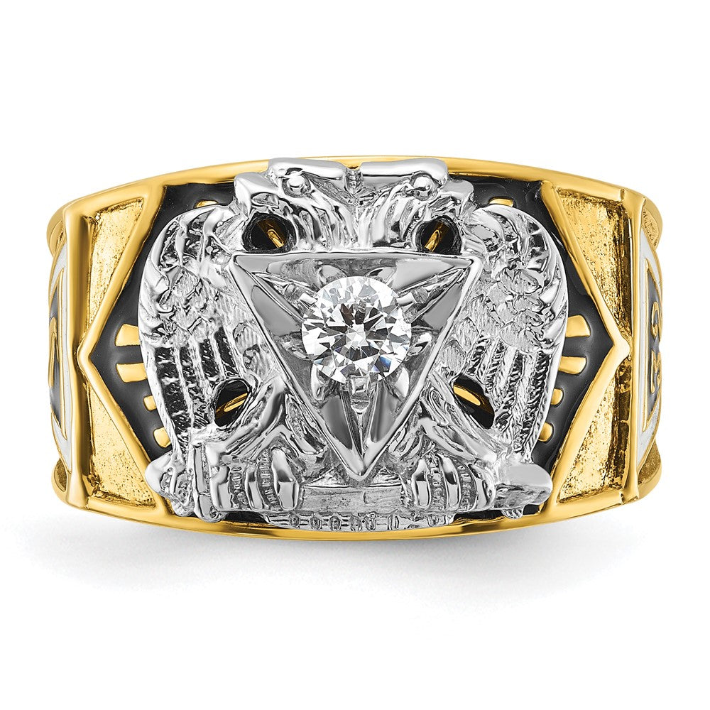 14ktt IBGoodman Men's Enamel & Dia 32nd Scottish Rite Masonic Ring