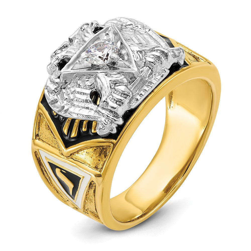 14ktt IBGoodman Men's Enamel & Dia 32nd Scottish Rite Masonic Ring