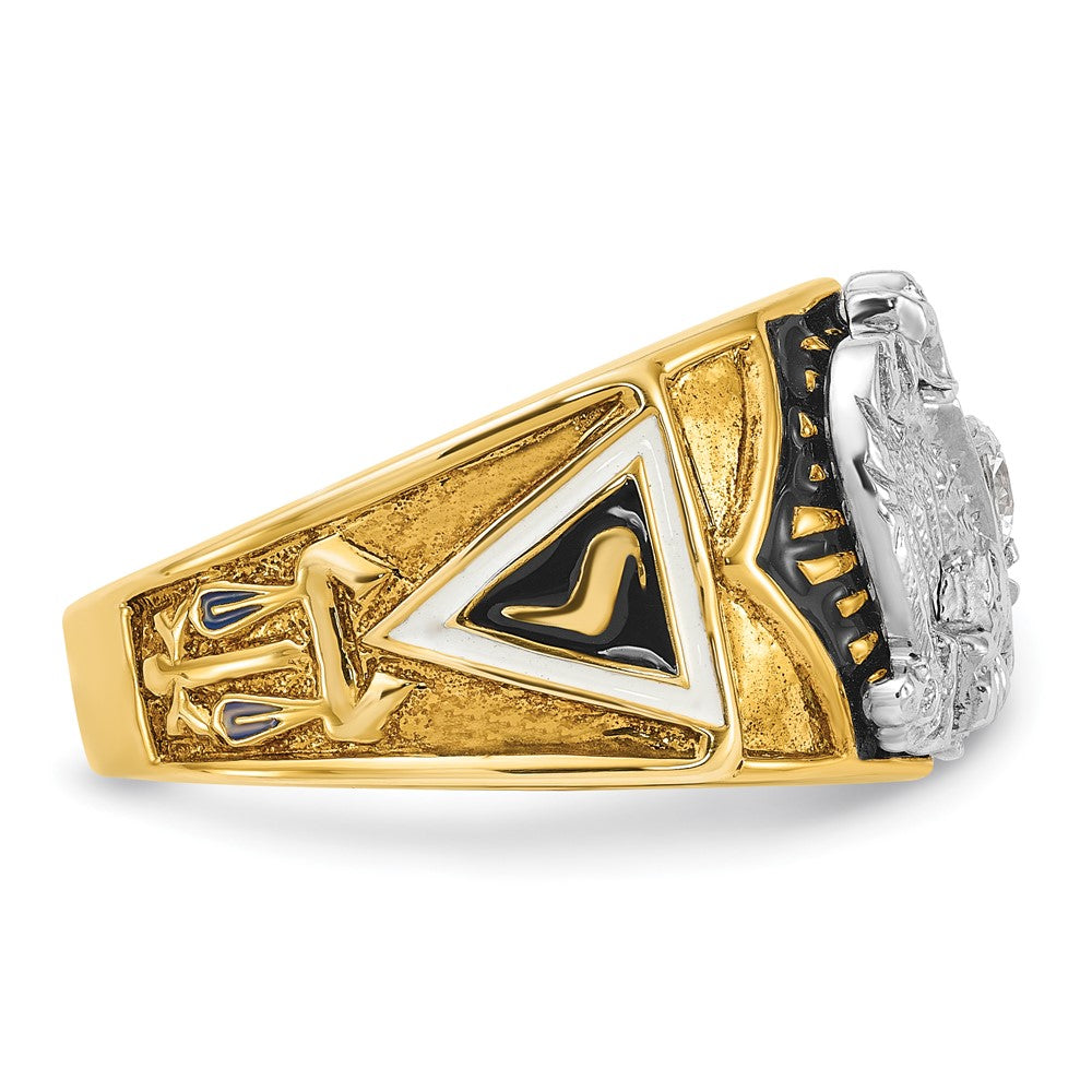 14ktt IBGoodman Men's Enamel & Dia 32nd Scottish Rite Masonic Ring