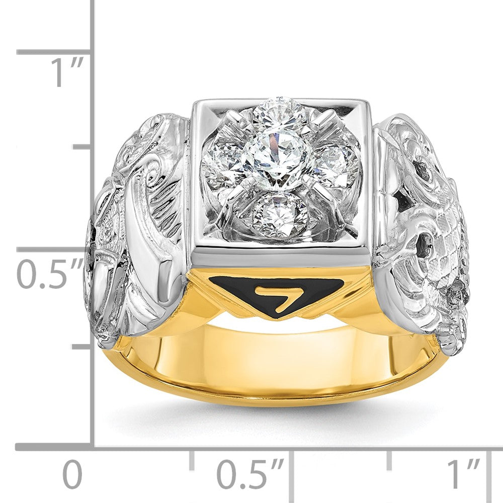 14ktt IBGoodman Men's Enamel & Diamond Eagle Masonic Shriner's Ring