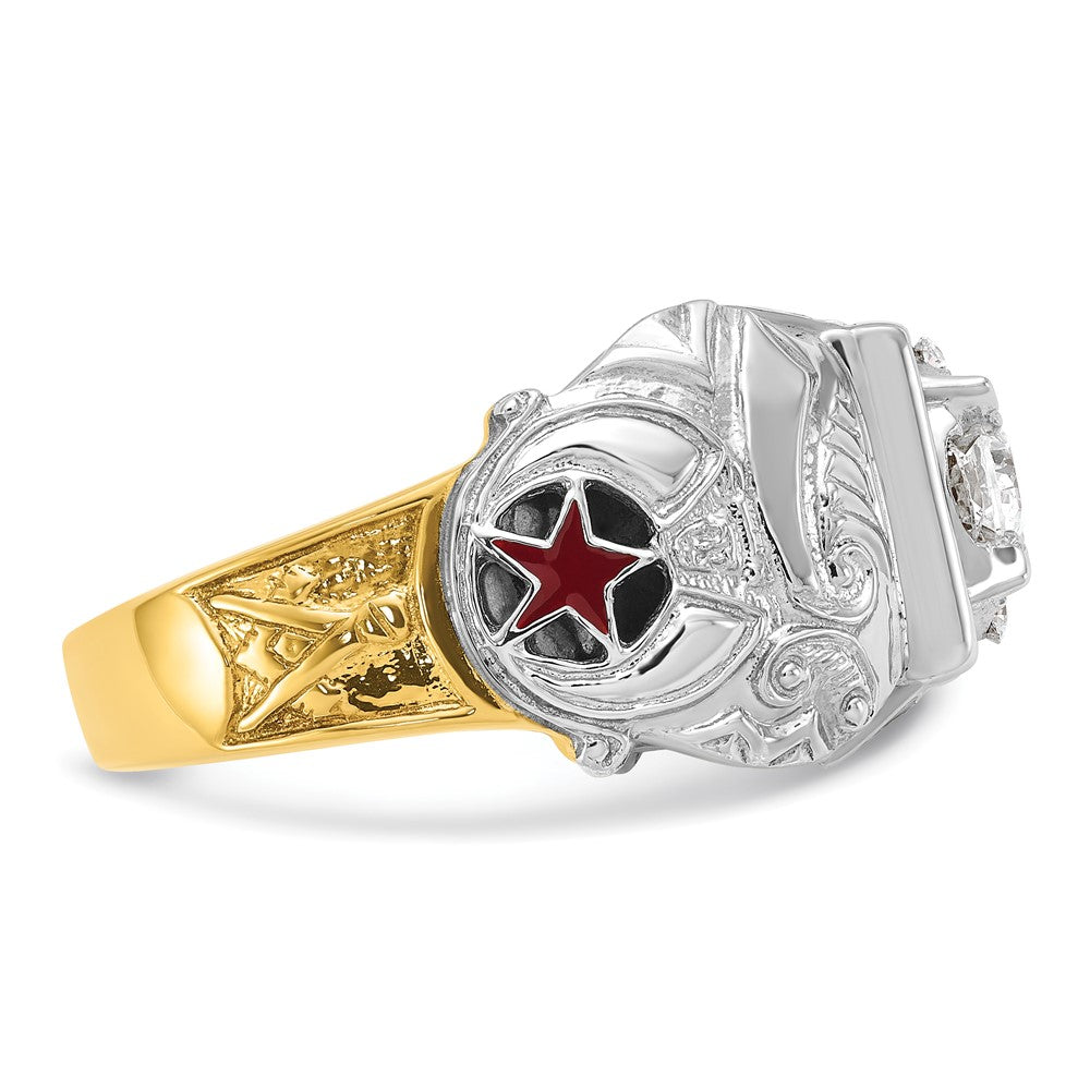 14ktt IBGoodman Men's Enamel & Diamond Eagle Masonic Shriner's Ring