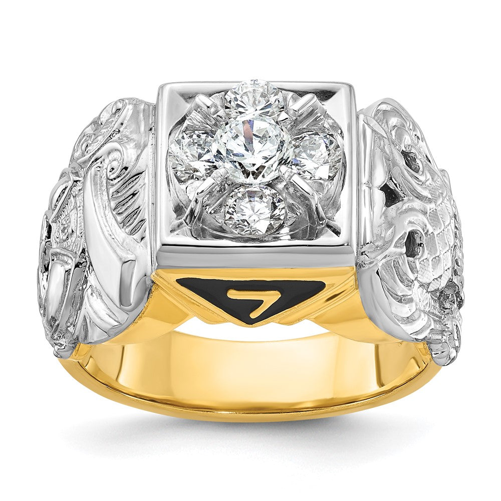 14ktt IBGoodman Men's Enamel & Diamond Eagle Masonic Shriner's Ring