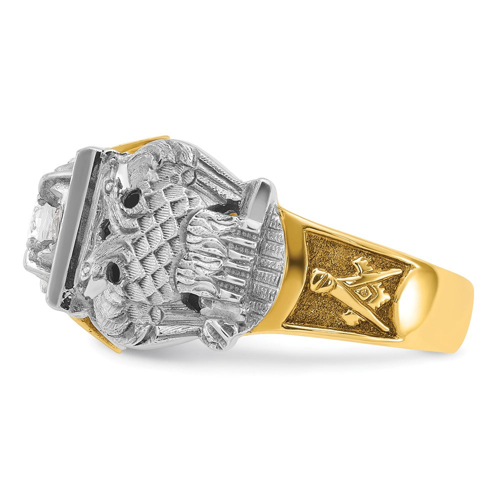 14ktt IBGoodman Men's Enamel & Dia 32nd Scottish Rite Masonic Ring
