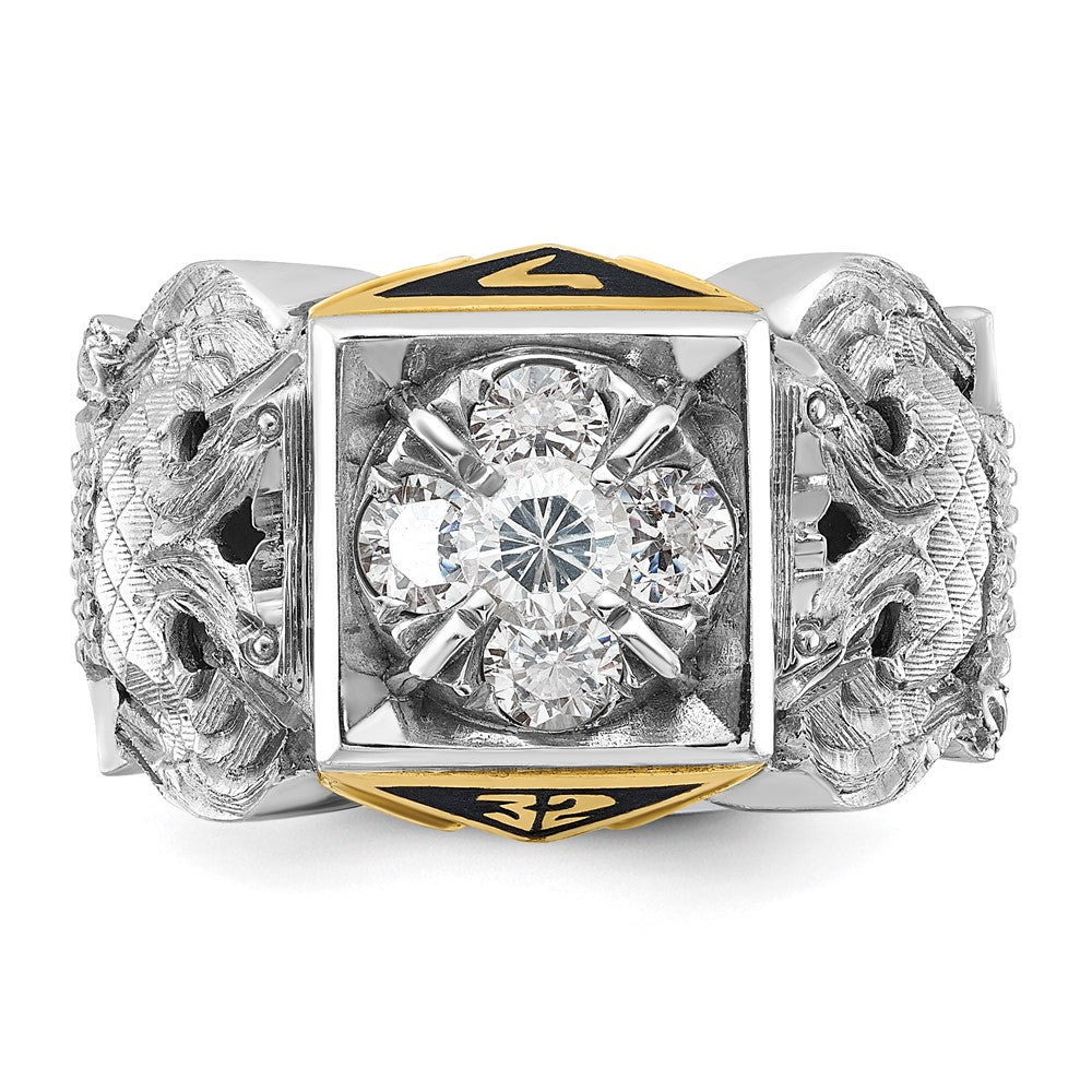 14ktt IBGoodman Men's Enamel & Dia 32nd Scottish Rite Masonic Ring