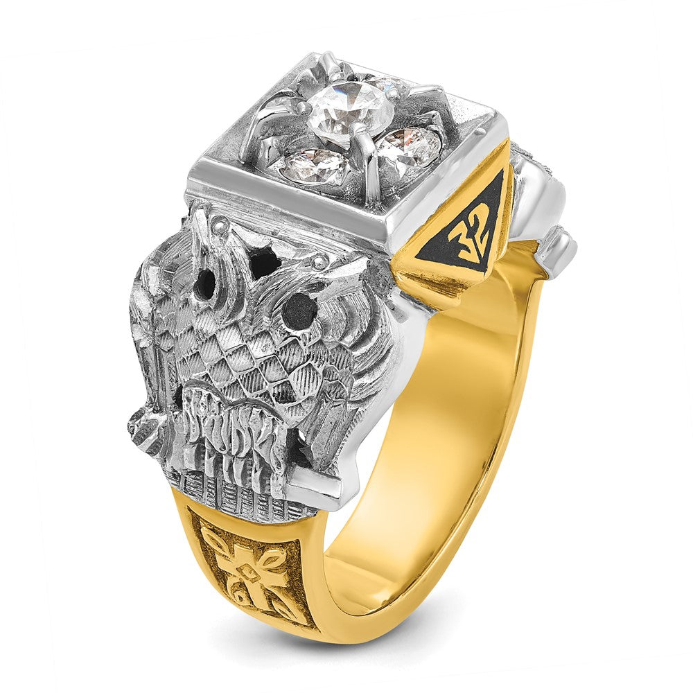 14ktt IBGoodman Men's Enamel & Dia 32nd Scottish Rite Masonic Ring