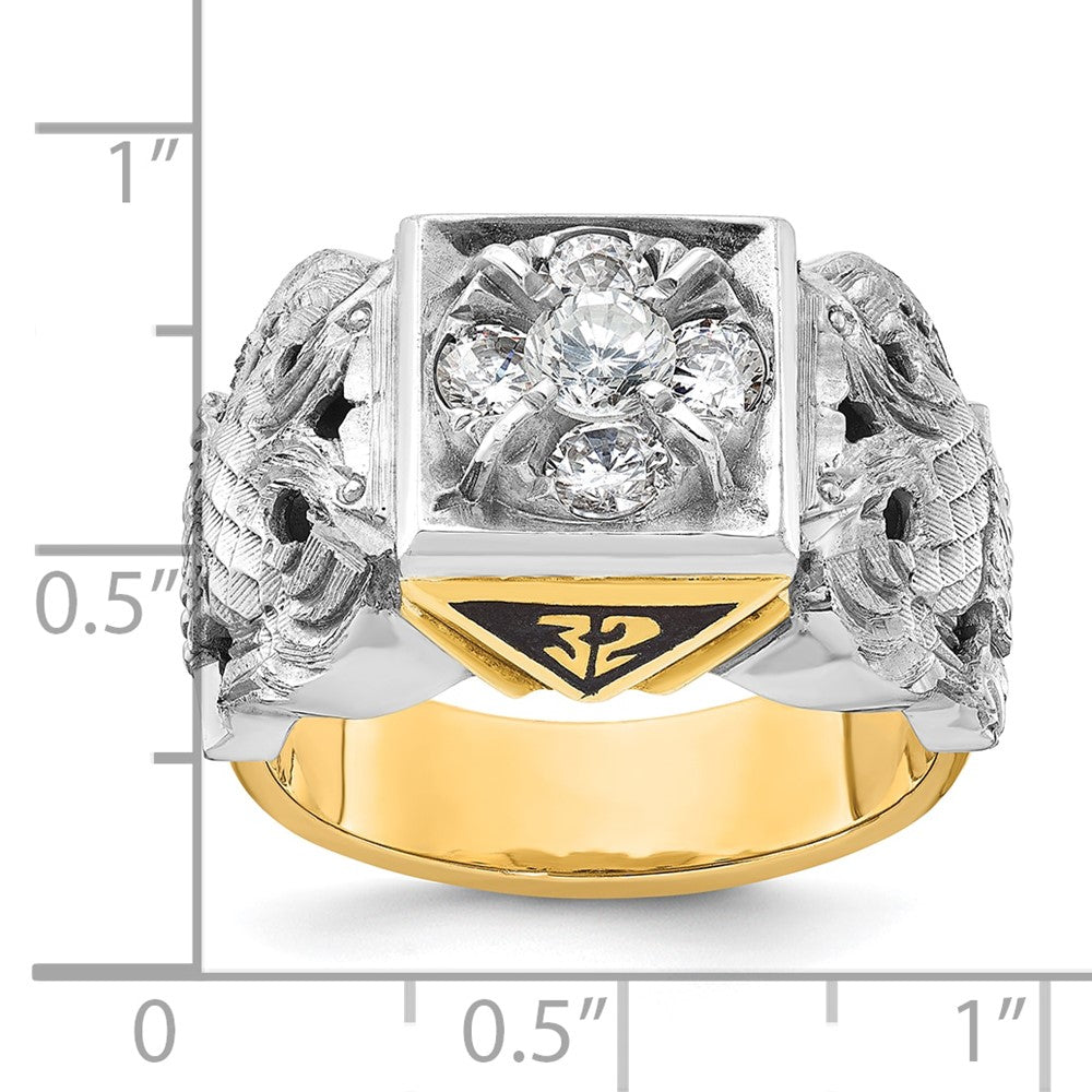 14ktt IBGoodman Men's Enamel & Dia 32nd Scottish Rite Masonic Ring