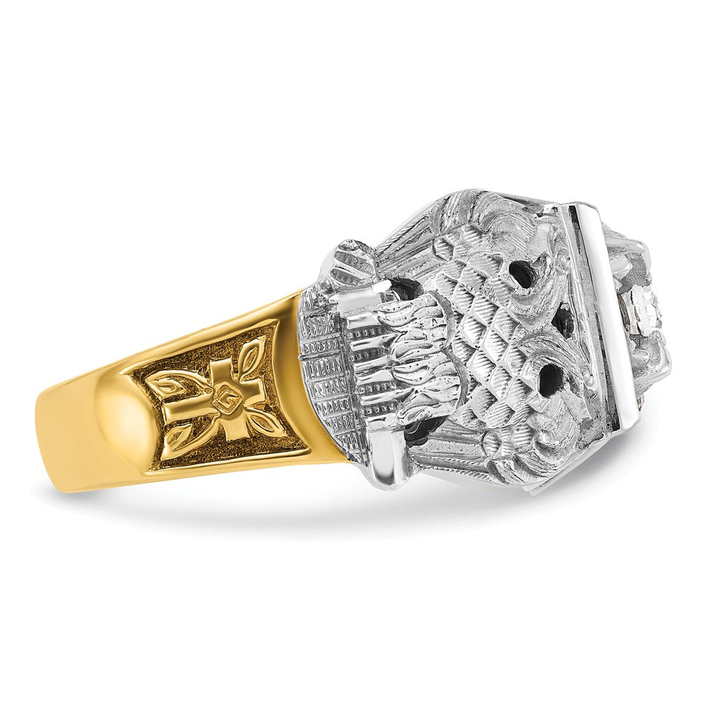 14ktt IBGoodman Men's Enamel & Dia 32nd Scottish Rite Masonic Ring