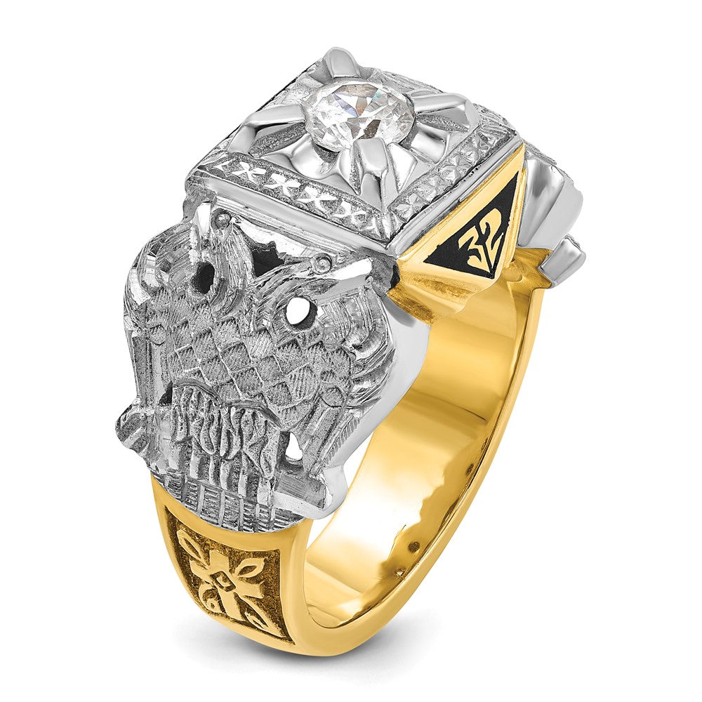 14ktt IBGoodman Textured Enamel & Dia 32nd Scottish Rite Masonic Ring