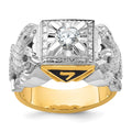 14ktt IBGoodman Textured Enamel & Dia 32nd Scottish Rite Masonic Ring